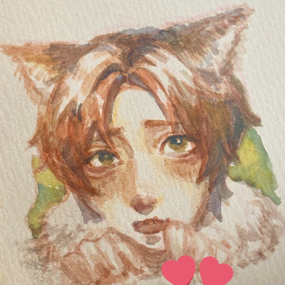 滑り込み水彩🐱💚