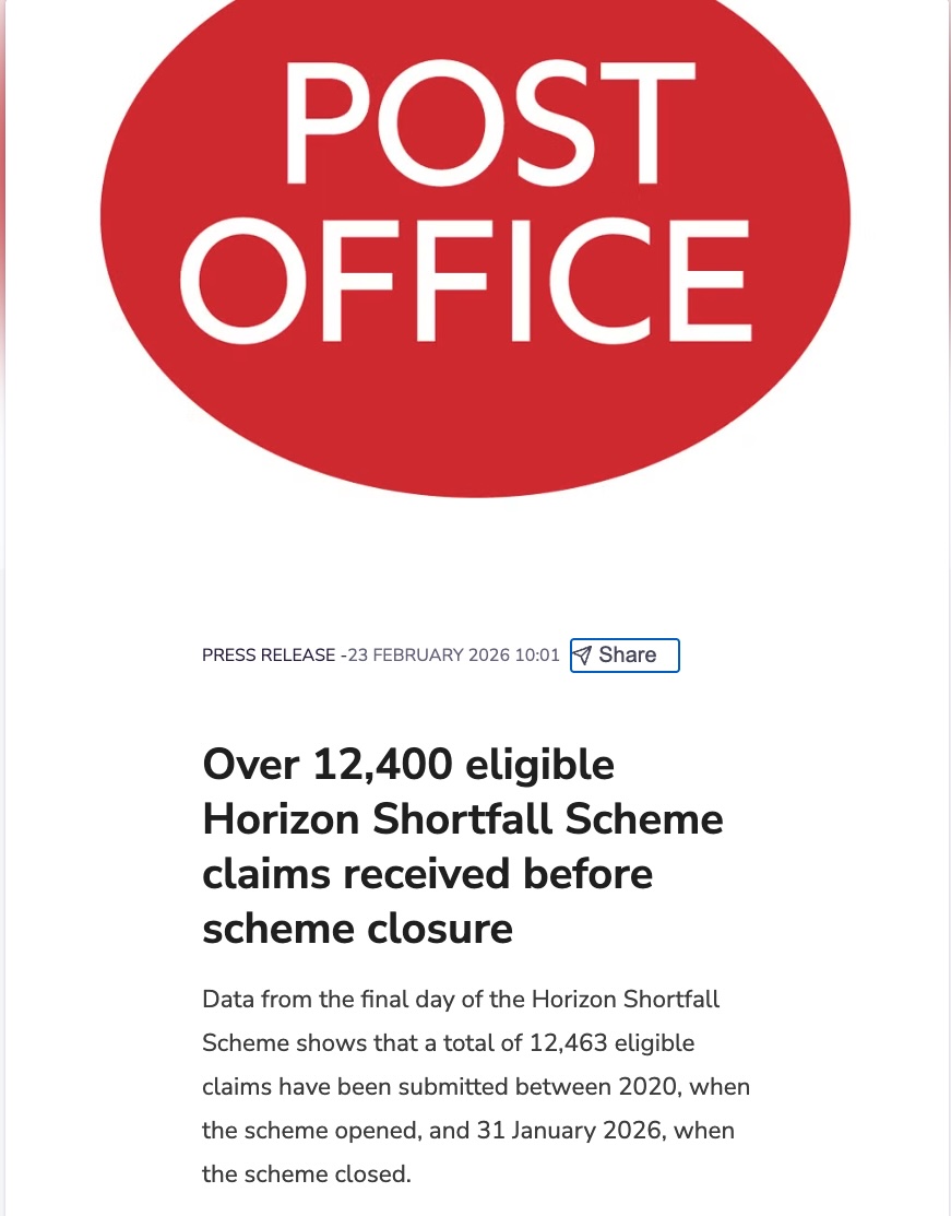 #PostOfficeScandal #HSS #Redress 
post-office.mynewsdesk.com/pressreleases/…