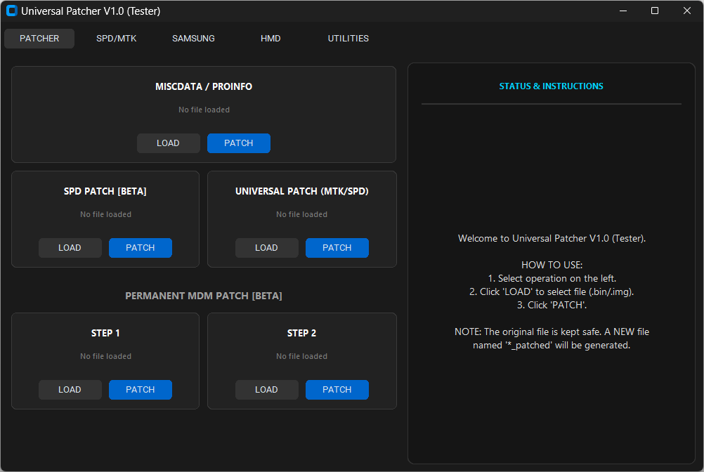 Universal Pathcher V1.0 Testing Tool

Tool Link: go.cyberslinks.com/r.php?id=MkE6ib

1. Very Safe
2. No Coding Needed
3. Saves Time
4. Clear Status Screen

#Pathcher #testingtool #freetool #androidtool #mobilefix