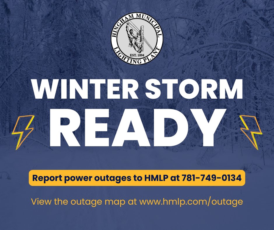 Storm Updates ⚡❄️ There's a high chance of power outages today. If you lose power, call us at 781-749-0134 or check out the outage map at hmlp.com/outage. 

Please stay SAFE &amp; be SMART. Stay far away from any down wires, poles, or trees. Report emergencies to 911.