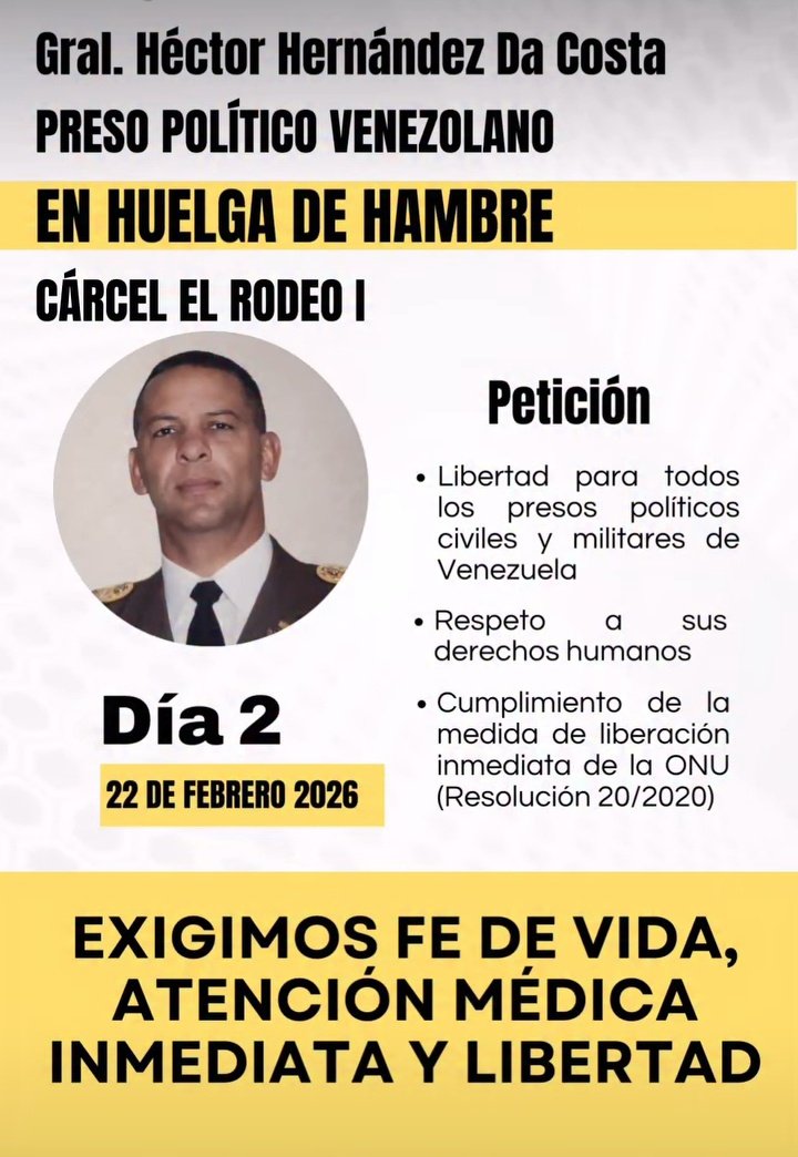 TAMARA_SUJU's tweet photo. #VenezuelaLibre 

Algunas caras de la Huelga de Hambre en el #Rodeo1

Gral. Héctor Hernández Da Costa. Medida Cautelar de la @CIDH 289-19

Cnel. Oswaldo García Palomo. Medida Cautelar de la @CIDH 115-19

Cap. Anyelo Heredia Gervacio. Caso Brazalete Blanco

Comisario José Gregorio Valladares. Caso Operacion Constitución 

#LibertadParaTodosLosPresosPoliticos