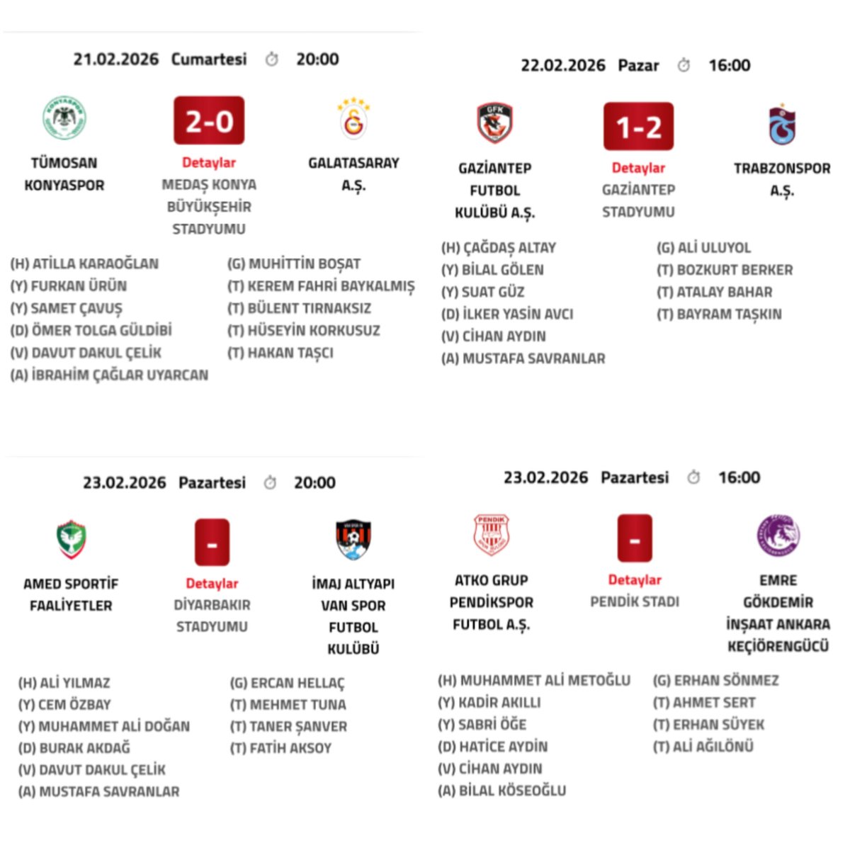 Emrah Kayalıoğlu: "Konyaspor-Galatasaray maçının VAR ve AVAR'ına bugün görev var. Gaziantep-Trabzonspor maçının VAR ve AVAR'ına da bugün görev var. 

Biri doğruysa, diğeri yanlış. Demek ki, "Kararın doğru veya yanlış olması değil, kararın hangi takım lehine, hangi takım aleyhine
