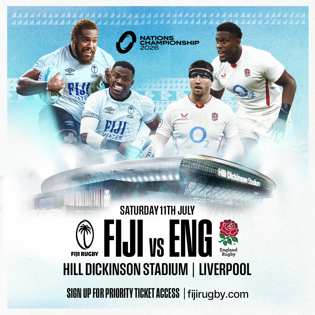 Everton's tweet photo. Hill Dickinson Stadium will host an international rugby union fixture this summer, as Fiji take on England in the inaugural Nations Championship on Saturday 11 July 2026! 🏉🏟️

Head to https://t.co/Xu5xBqhT7G for more information and ticket details. ⬇️