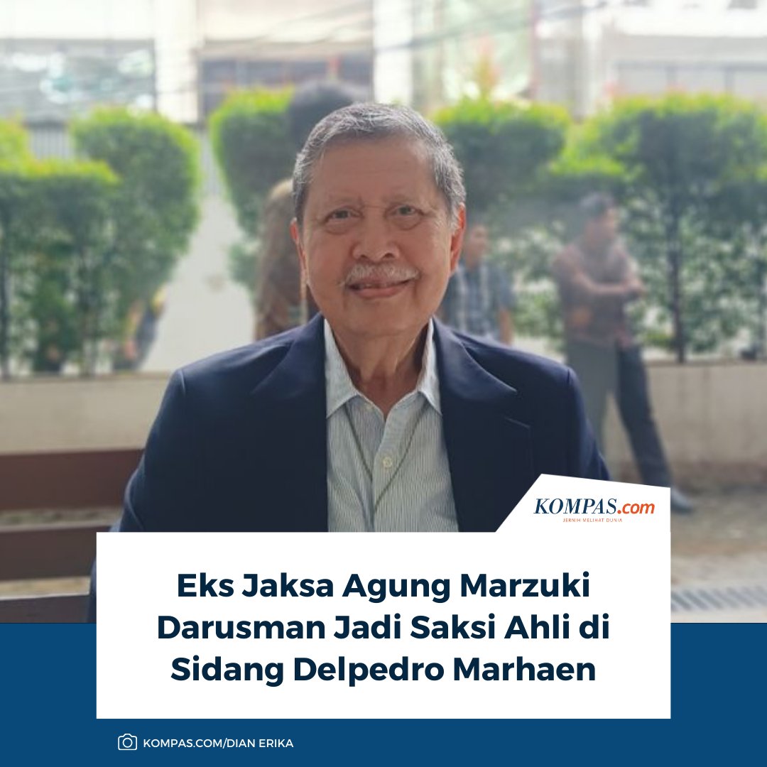 kompascom's tweet photo. Mantan Jaksa Agung, Marzuki Darusman hadir sebagai saksi ahli pada persidangan kasus dugaan penghasutan demonstrasi Agustus 2025 di Pengadilan Negeri (PN) Jakarta Pusat, Kemayoran, Senin (23/2/2026).

Baca di sini: https://t.co/fd37cuWIF6

~AA #Delpedro #MarzukiDarusman https://t.co/Jqk0Xz2MQU