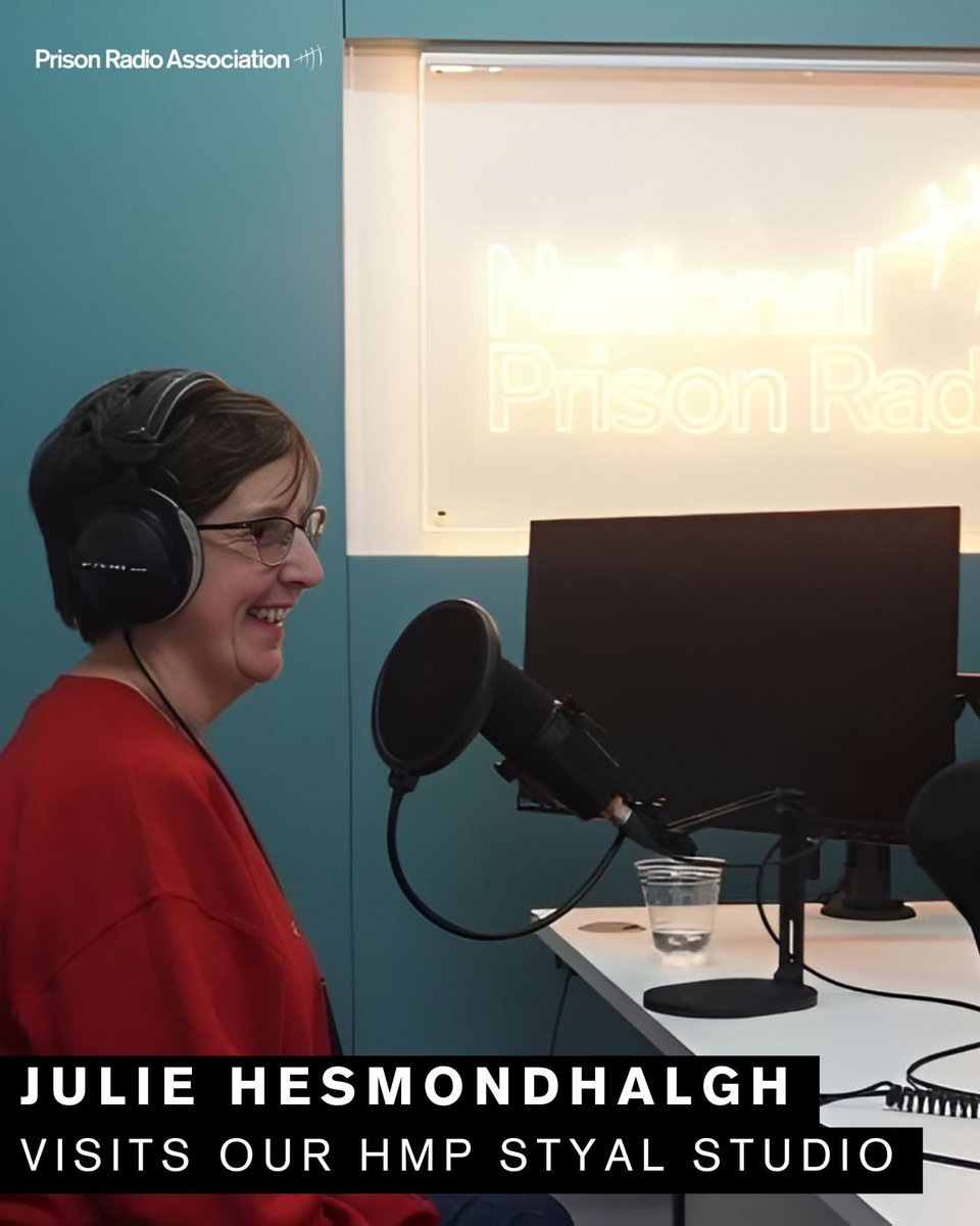 PrisonRadioUK's tweet photo. What a treat it was to welcome Julie Hesmondhalgh into our #HMP Styal studio at the end of last year 💛

Thank you so much, Julie, for your time, your kindness and your laughter. We can’t wait to welcome you back again soon 💫 

Read all about her visit: https://t.co/hLCrFGAE2T https://t.co/A42e0K6v8a