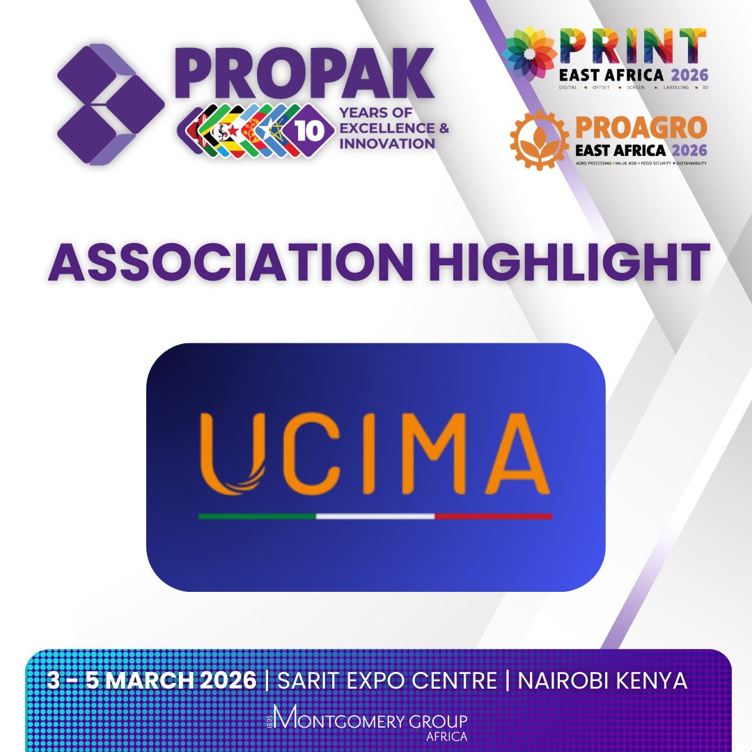 PropakEA's tweet image. We are proud to welcome back UCIMA as a valued association partner and supporter of Propak East Africa 2026. 🇮🇹🤝🌍

We look forward to seeing the UCIMA team at Stand F16, 3–5 March 2026 at the Sarit Expo Centre, Nairobi. 

#PropakEastAfrica #UCIMA #PackagingMachinery #EastAfrica