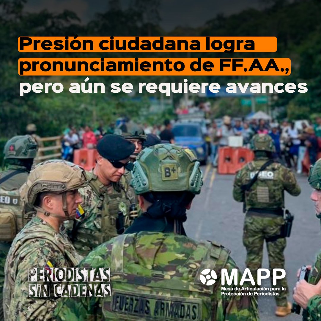 🔴La presión pública funcionó: las FF.AA. dicen que el oficio que pretendía acreditar a la prensa según “línea editorial” no está vigente. Nos unimos a la
<a href="/MAPP_EC/">MAPP</a> para exigir la derogatoria formal del documento y de sus anexos. periodistassincadenas.org/presion-ciudad…