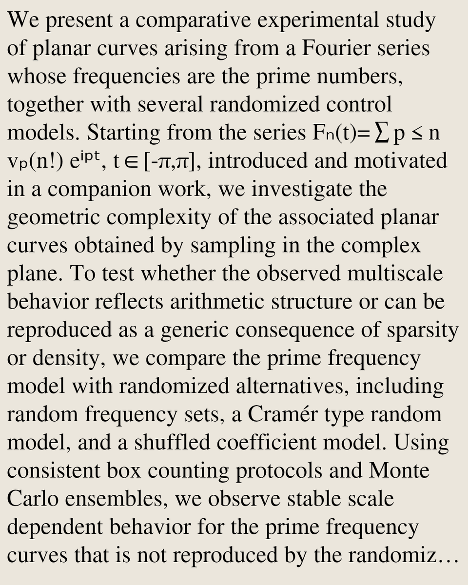 Spectral Geometry of Fourier Curves with Prime Frequencies: A Comparative Experimental Study

Dimitris Vartziotis
arxiv.org/abs/2602.17718 [𝚖𝚊𝚝𝚑.𝙶𝙼]
