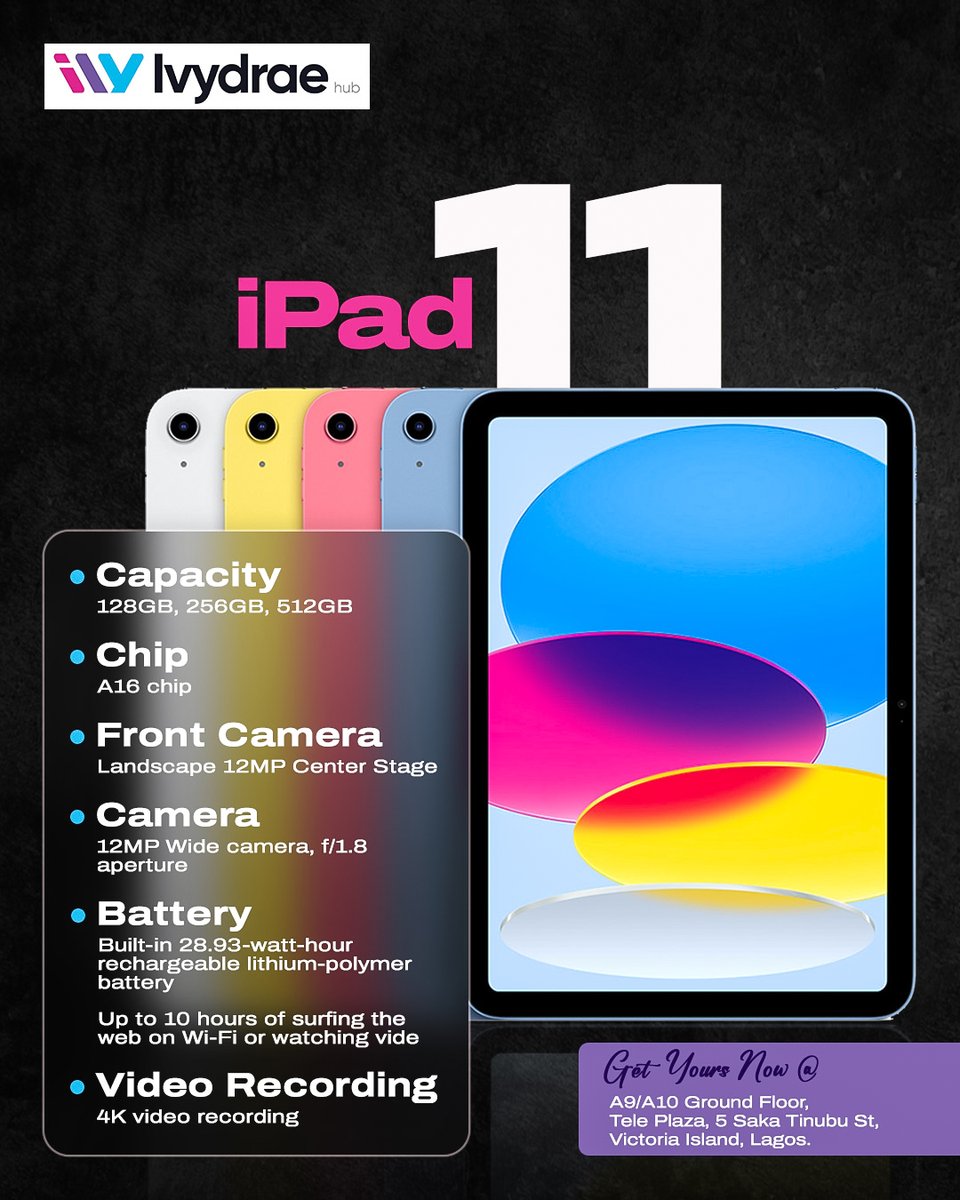 IvydraeHub's tweet photo. Which one are you picking? 👀
iPad 10 💙
iPad 11 💜
iPad Air M3 🔥

Whether it’s for work, school, content creation, or flexing smart… we’ve got the perfect iPad for you.

Available in multiple capacities &amp; stunning colors.

#IvydraeHub #iPadLagos #AppleNigeria #GadgetSales https://t.co/yZeFs5xAZF