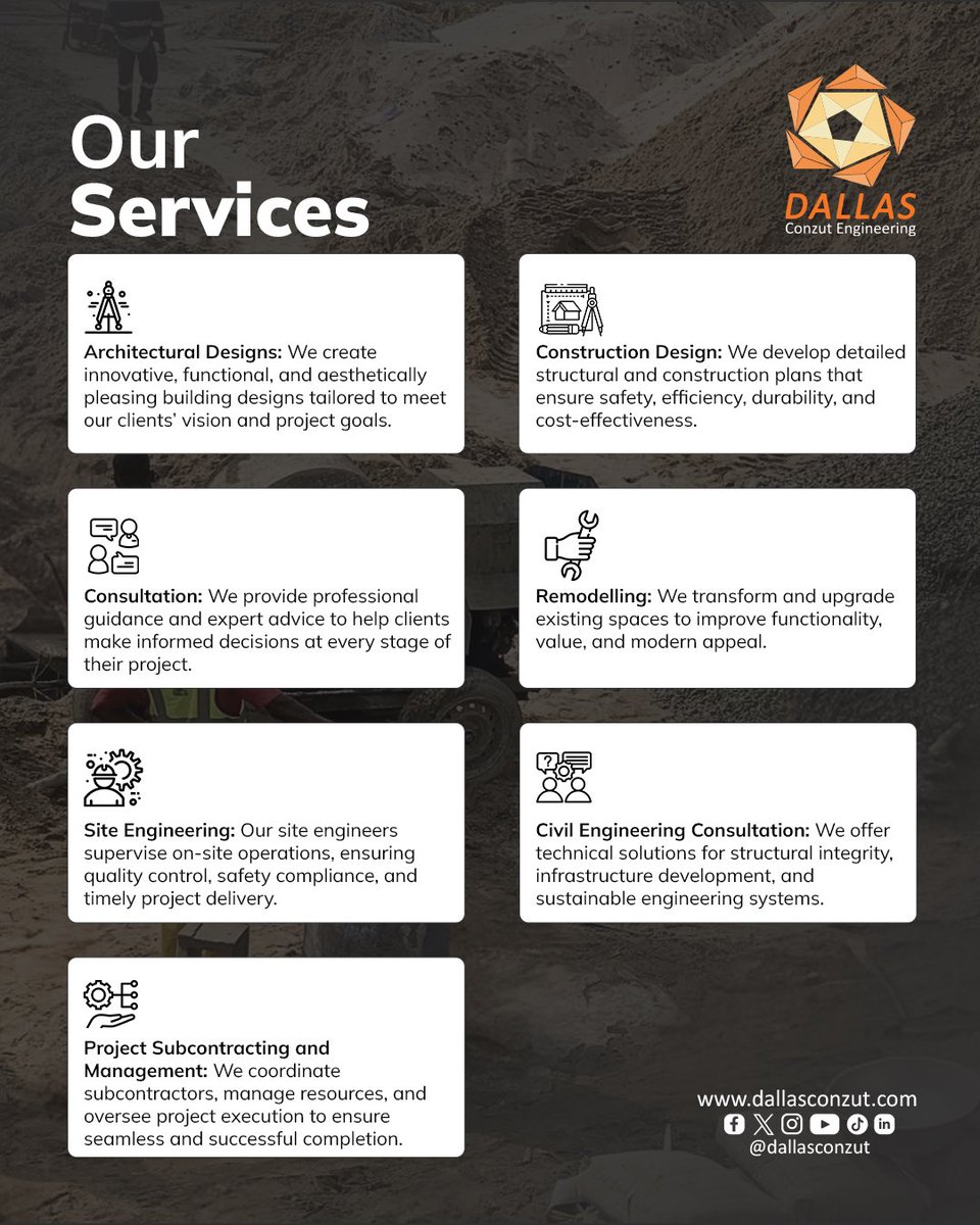 We don’t just build.
We engineer strength into every structure.

From architectural design to site supervision and project management, integrity comes first.

#StructuralIntegrity #CivilEngineering #ConstructionNigeria #BuildWithConfidence