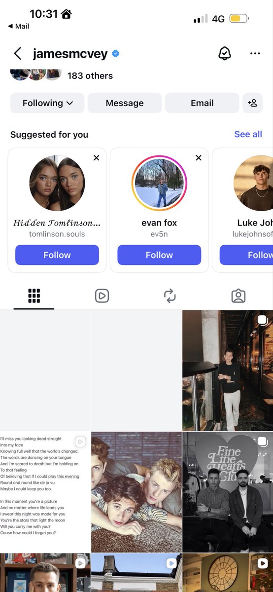 drunktextbws's tweet photo. Is anyone else’s insta like this on a James’ account https://t.co/1nOCjcyb8y