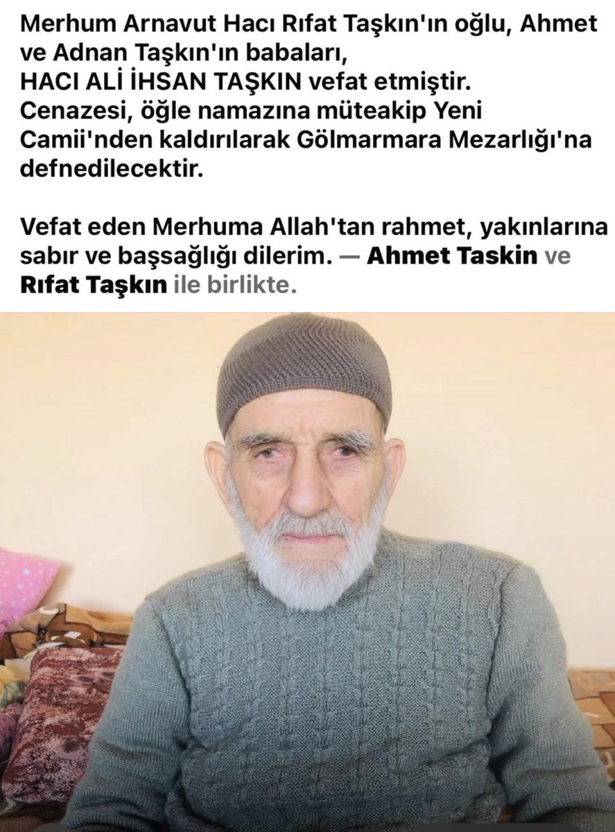 MHP Eski ilçe başkanımız Ahmet Taşkının Babası vefat etmiştir