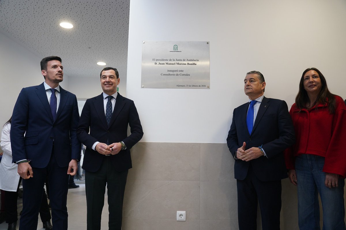 Inauguramos el consultorio de Corrales, pedanía de Aljaraque. Un nuevo espacio que duplica las consultas y cuenta con fisioterapia, rehabilitación y odontología.

Estamos invirtiendo la cifra inédita de 220 M€ en inversión sanitaria en la provincia de Huelva.

#AndalucíaTeCuida