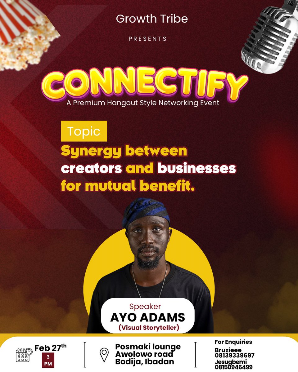 Hon_Jesugbemi's tweet photo. Did you register for Connectify by Growth Tribe Ibadan? 👀

Check your email, confirm your availability, and join the WhatsApp group ASAP!

We can’t wait to host you! 🔥 https://t.co/kziaSBMSWx