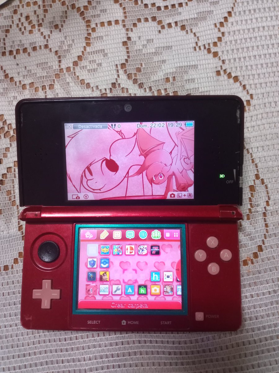 Quise hacer esto con la pose del un dibujito anterior para hacer un fondo para la 3ds. Como es rojita le pega mucho.