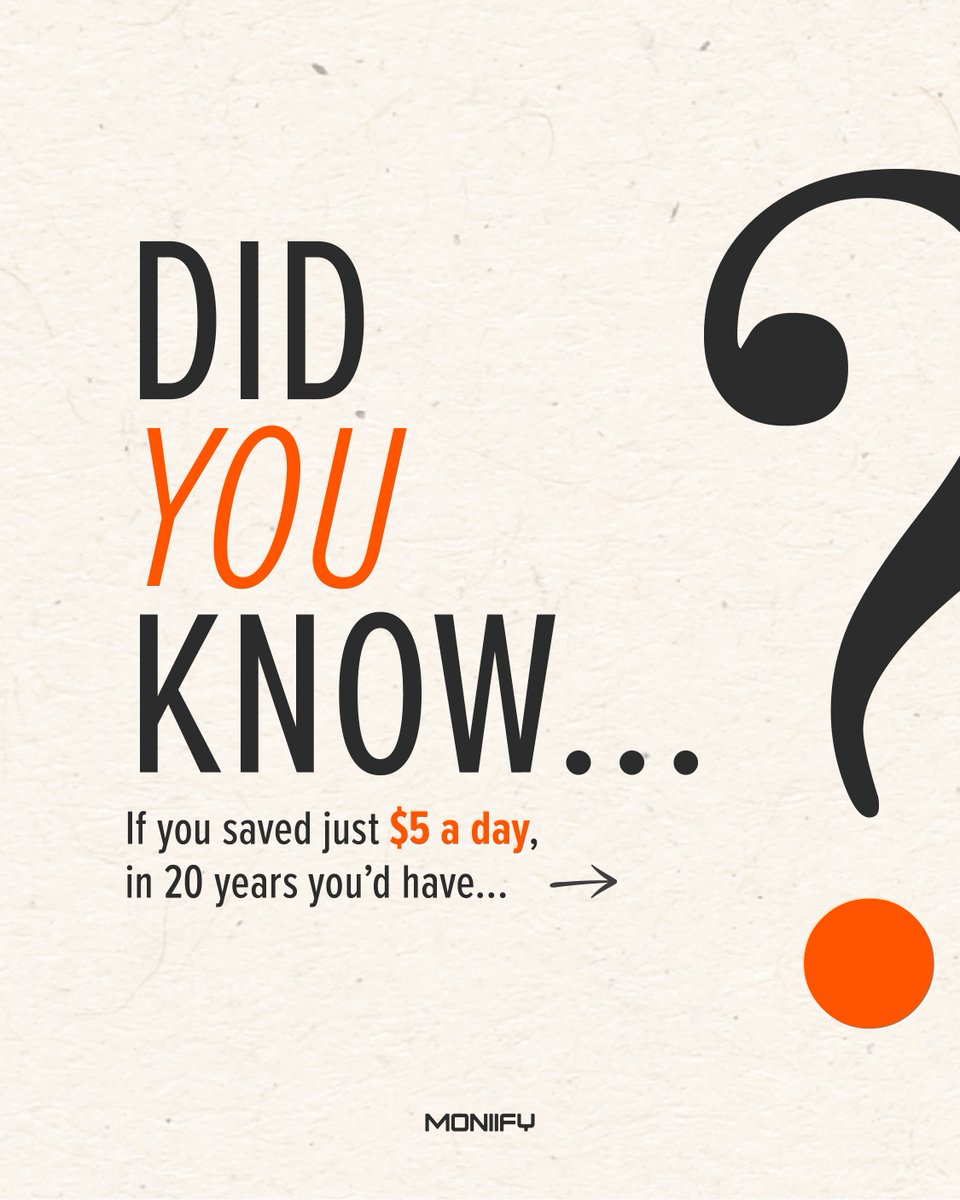 MoniifyBusiness's tweet image. Did you know small daily habits can quietly turn into five figures?

Most people underestimate what consistency does over time.

$5 feels small. 20 years doesn’t.

Save this. Future you will care. 

#Investing #Saving #Dollars #PersonalFinance #Compounding