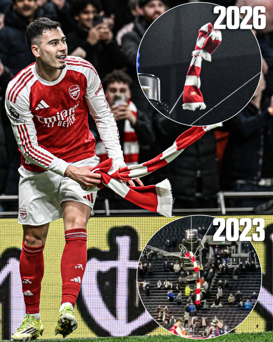 After beating Tottenham in the North London derby, Gabriel Martinelli  threw an Arsenal scarf on the Spider cam 😂
 
Continuing his tradition 🎥