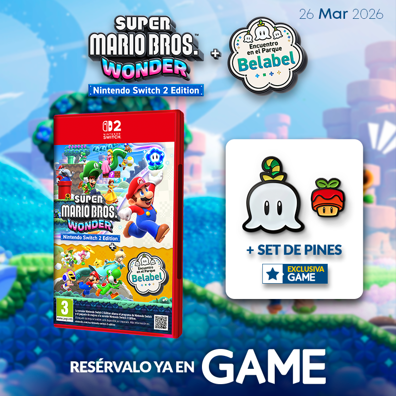 VideojuegosGAME's tweet photo. ¡La diversión sube de nivel en Super Mario Bros. Wonder y su Nintendo Switch 2 Edition!

Resérvalo ya en GAME y llévate un set de pines exclusivos de regalo: ¡a la venta el 26 de marzo!