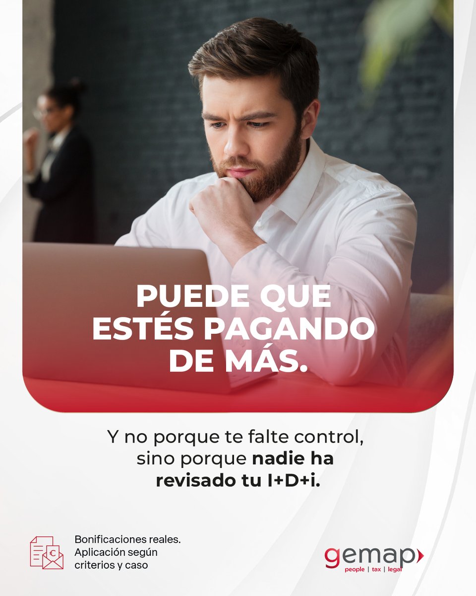 📷 Muchas empresas podrían optimizar I+D+i y no lo están revisando. 📷
Existen bonificaciones vinculadas a I+D+i que, si tu actividad encaja y está bien documentada, pueden reducir la cuota empresarial.
¡Ojo! No hay un “% mágico” universal.
Lo importante es el análisis.