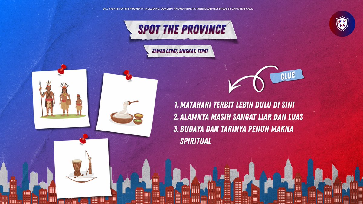 🛡️ NGABUBURIT WITH LORD 🛡️

Yuyuyu terakhir yuk

❓: Tebak provinsi di Indonesia manakah ini?

⚠️: Waktu menjawab hanya 5 menit. Jawaban harus cepat dan tepat.
