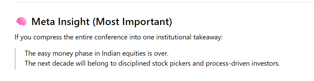8 hours of Investment Conference with one key take away 🤣