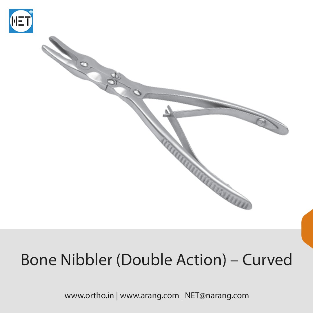 The Curved Bone Nibbler is a durable orthopedic instrument designed for precise trimming and removal of small bone fragments. Its curved jaws allow excellent access to confined or irregular anatomical areas, particularly around joints ... orthopaedic-implants.com/general-instru…