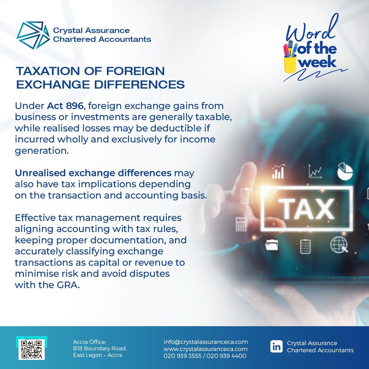 crystalaca_'s tweet photo. Unrealised exchange differences may also have tax implications depending on the transaction and accounting basis.

#crystalassuranceca #foreignexchangedifferences #tax #audit https://t.co/eFRRgvadYY