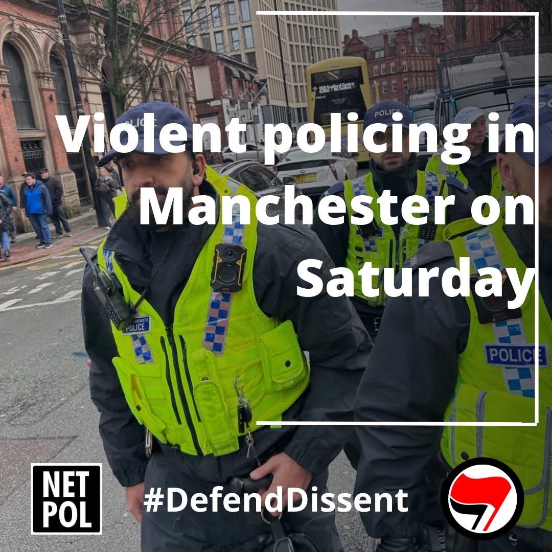 GBCMANCHESTER's tweet photo. Big thanks to the GBC Manchester team despite police violence, threats and hostility did an amazing job. Also NETPOL for their support &amp; solidarity. https://t.co/Cr5ZOrLDM4