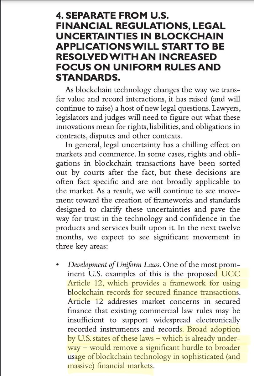 ‼️U.S. STATE ADOPTION OF UCC ARTICLE 12 IS UNLOCKING BLOCKCHAIN FOR MAINSTREAM FINANCIAL MARKETS​​​​​​​​​​​​​​​​​​​​​​​​​​​​​​​‼️

“One of the most prominent U.S. examples of this is the proposed UCC Article 12, which provides a framework for using blockchain records for secured