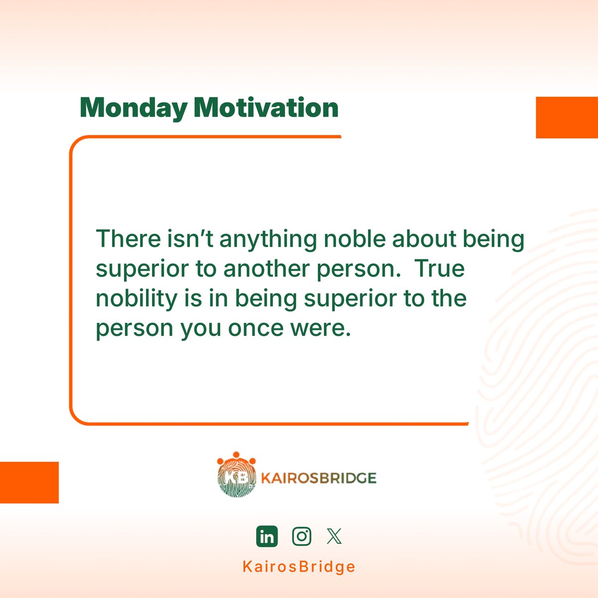 Forget trying to be better than someone else.

Real greatness isn’t measured by looking down but it’s measured by looking back and seeing how far you’ve come.  

Be better than yesterday’s version of you. 

That’s the only competition that matters!