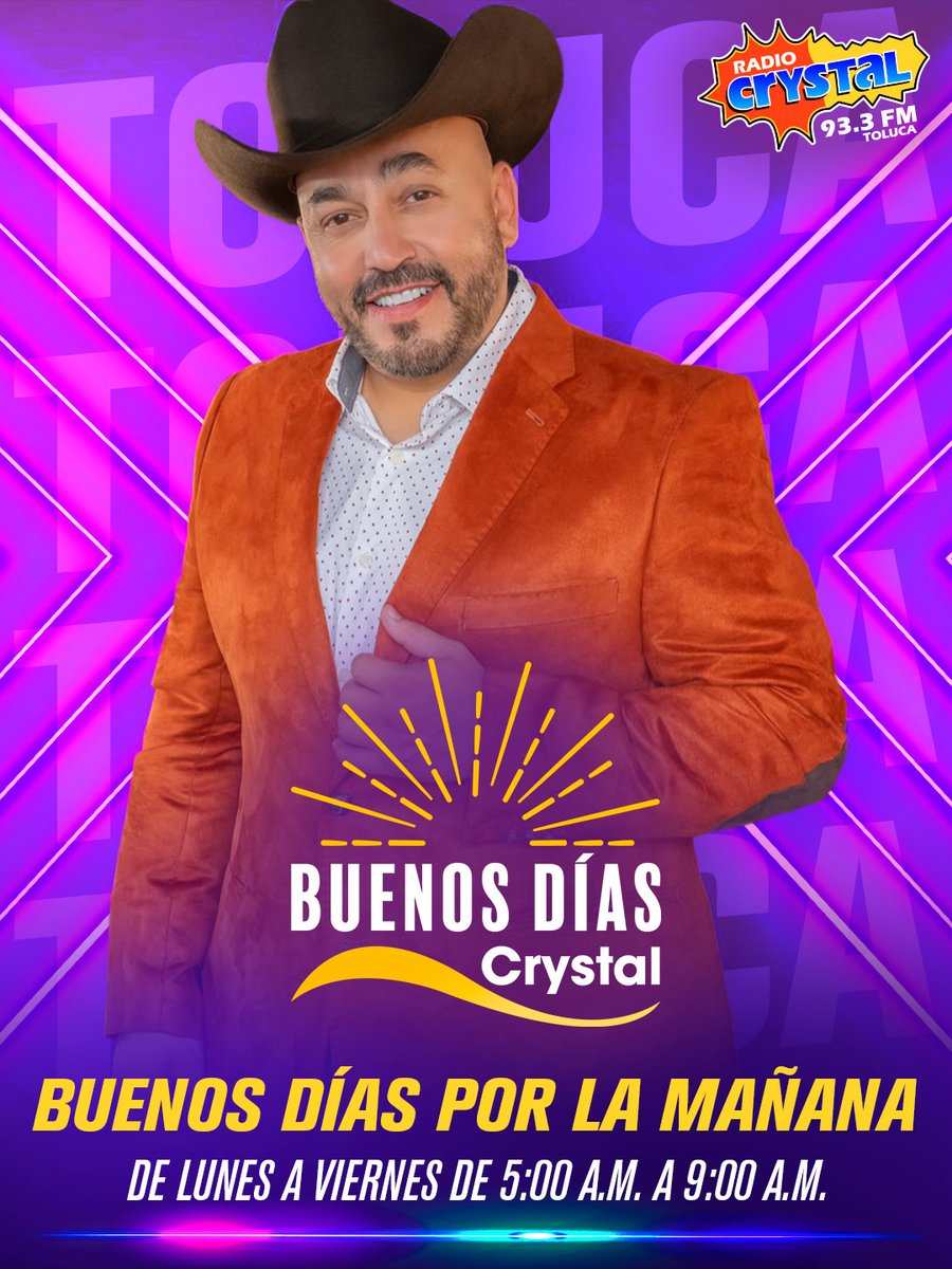 Buenos días por la mañana con Buenos Días Crystal 🌅🎶
Por Radio Crystal Toluca 93.3 FM.

De lunes a viernes, de 5:00 a.m. a 9:00 a.m., despierta con música y buena vibra. ✨💫

#BuenosDíasCrystal #RadioCrystalToluca