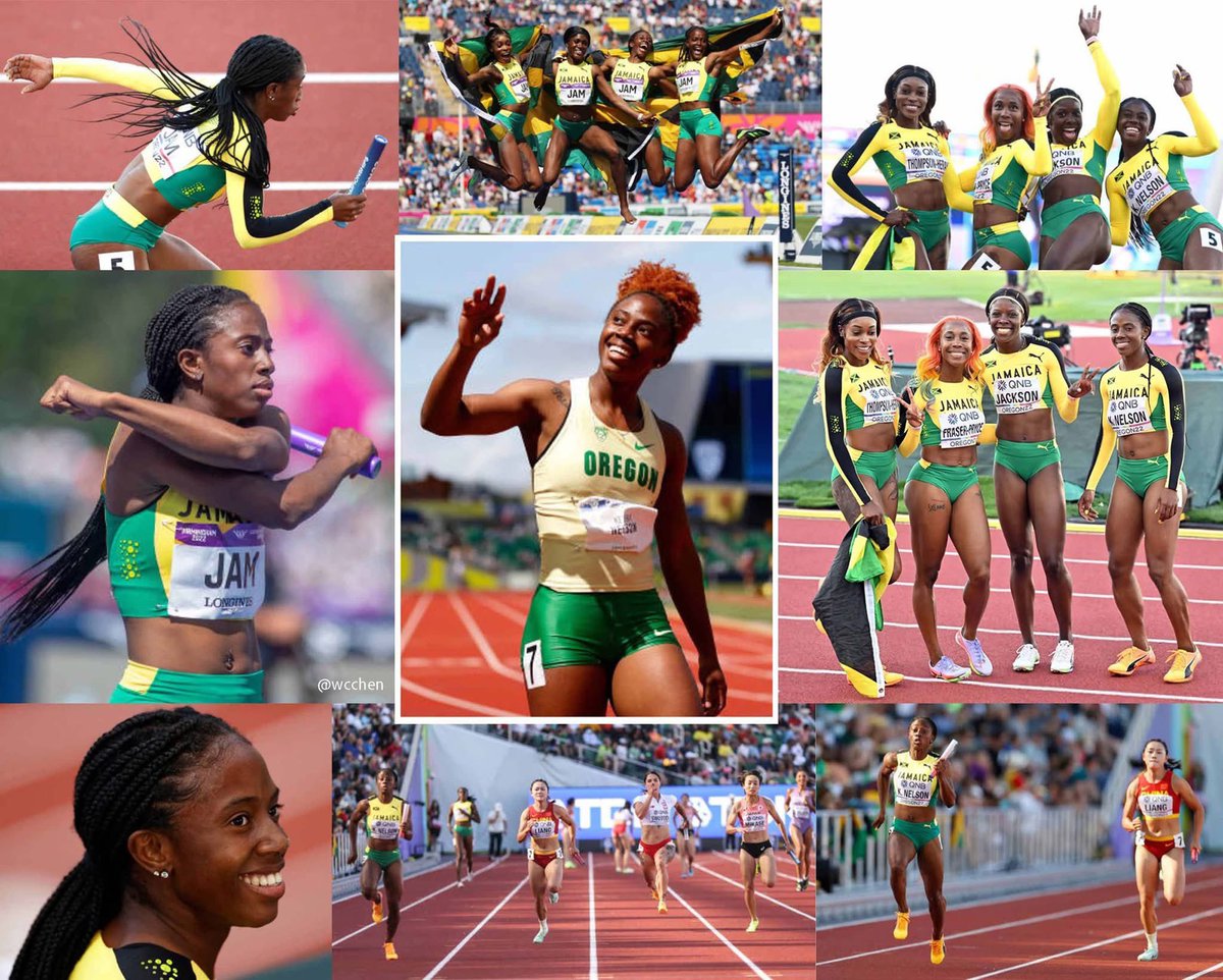 Kemba Nelson, #Jamaican sprinter, born 26 years ago today on 23 Feb 2000, in Montego Bay. Mt. Alvernia High, University of Technology, University of Oregon alumna. Won World Champs Silver 4x100m 2022 Eugene; Commonwealth 4x100m Bronze 2022 Birmingham. #Jamaica #Caribbean