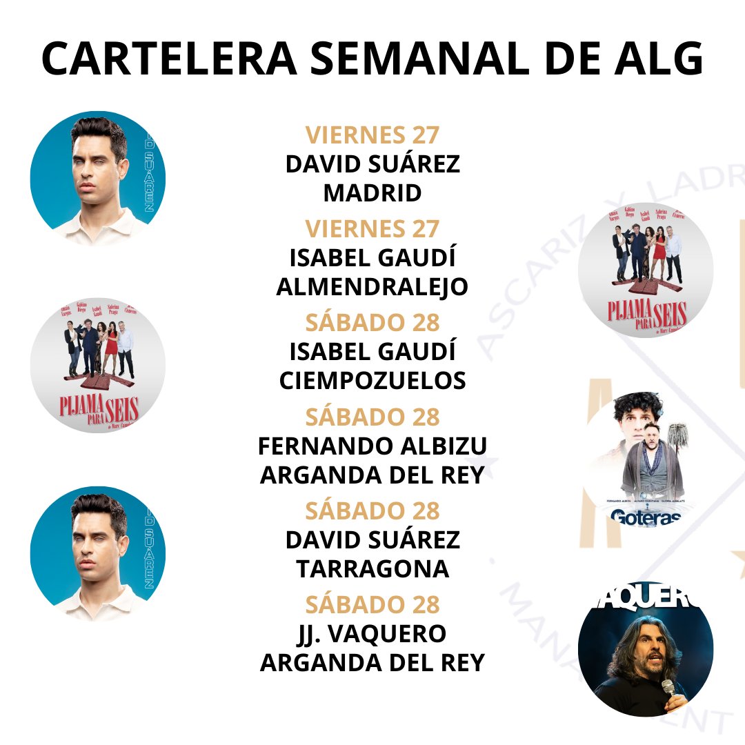 Preparados... listos... ¡arranca la semana!

🎟️​ Entradas en lnk.bio/alg_management

#entretenimiento #cultura #monologo #comico #teatro #gira #tour #ALG #standupcomedy #humorenvivo #cartelerasemanal #cartelerasemanalalg