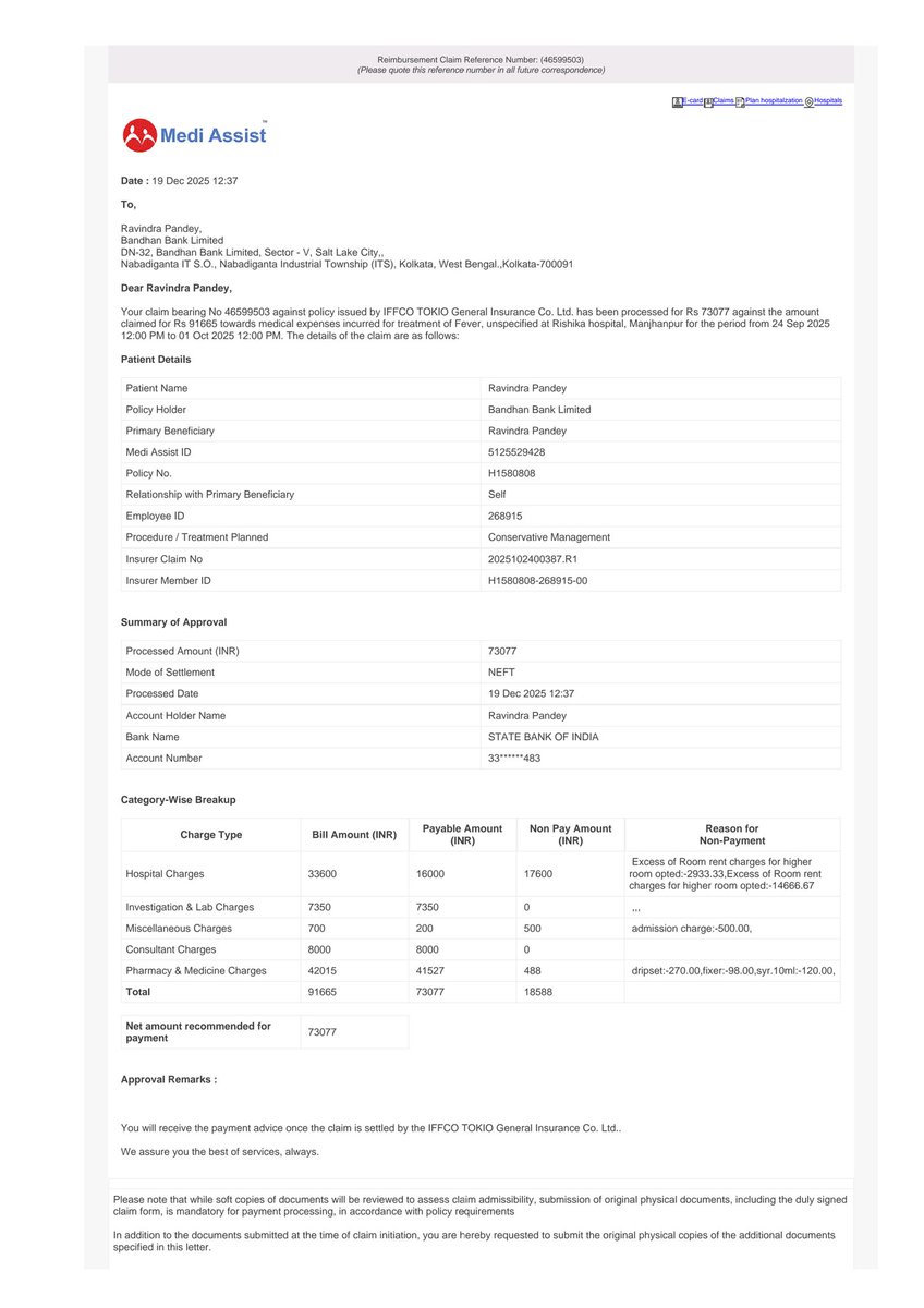 ravindrapmzp's tweet photo. @IFFCO__TOKIO is harassing me by blocking my claim 46599503, which was approved on 19 Dec 2025. After 60 days of delay, they are raising fake queries only after my complaint.
Token No: 02-26-025499
CPGRAMS No: DEAID E 2026 0003074
@IFFCO__TOKIO @IRDAI_India @jagograhakjago https://t.co/YEO7eRnuBk