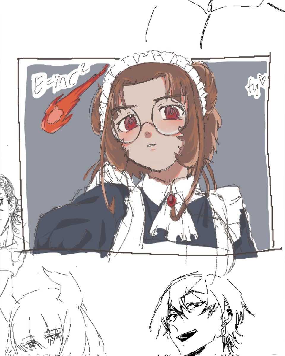 HennaCoco's tweet photo. Recent sketches in magma~ My Head maid OC and Denji at the end
#illustration #artdump #doodle #sketch https://t.co/SiaiguXfIE