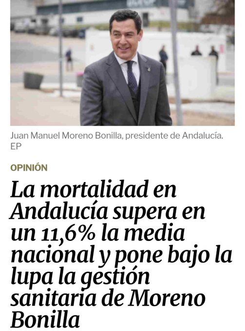 La mortalidad en Andalucía ya supera los niveles de la pandemia, pero tú seguirás votando a Juanma porque tiene una sonrisa encantadora.