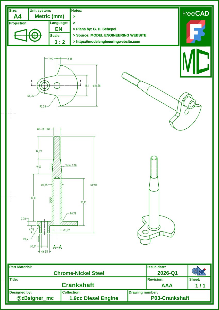 d3signer_mc's tweet image. Crankshaft [1.9cc Diesel Engine]

Modeled and detailed in FreeCAD.

#FreeCAD #TechnicalDrawing #3DModeling #Drawing #Practice #MadeWithFreeCAD #FromFreeCADtotheRealWorld #3DModel #3DPrint #OpenSource #3D #CAD #Fusion360 #Solidworks #Blender