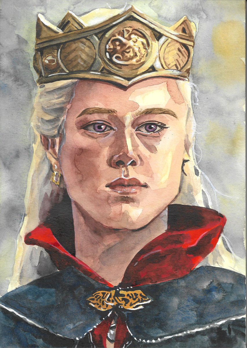 LunaHD120's tweet photo. #HouseOfTheDragon #rhaenyratargaryen #fanart #Watercolour https://t.co/PPgCBQdufq