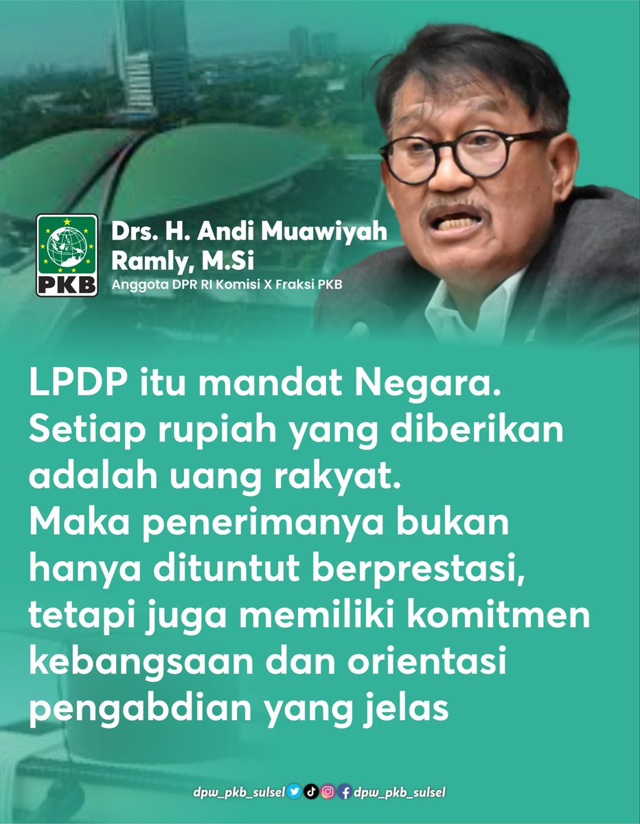cullank's tweet photo. Drs. H. Andi Muawiyah Ramli, https://t.co/ZqUfVARY60. (Amure)
Anggota Komisi X DPR RI
Desa Pemerintah dan Lembaga Pengelola Dana Pengelola Dana Pendidikan (LPDP)
Perketat Proses Penyaluran Beasiswa Pendidikan
#dpwpkbsulsel #pkbsolusibangsa #amure https://t.co/wjh3Esiypb