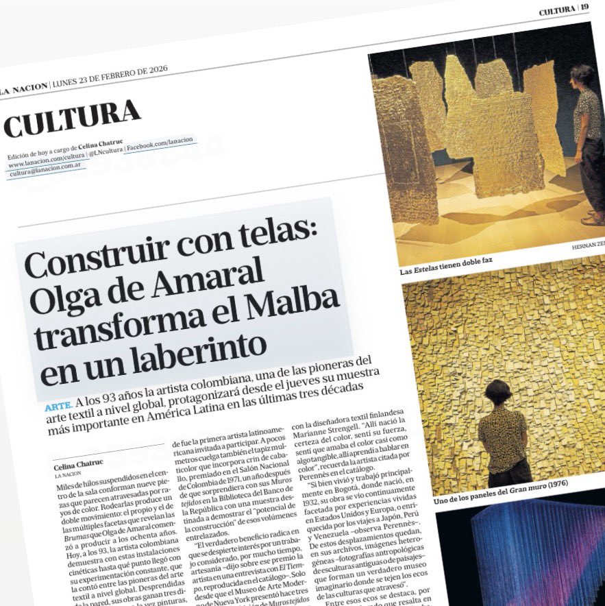 Hoy en <a href="/lncultura/">LA NACION Cultura</a>: anticipo de la muestra de #OlgaDeAmaral en <a href="/museomalba/">MALBA</a>, que inaugura el jueves con entrada #gratis lanacion.com.ar/cultura/constr… #arte #art #textil