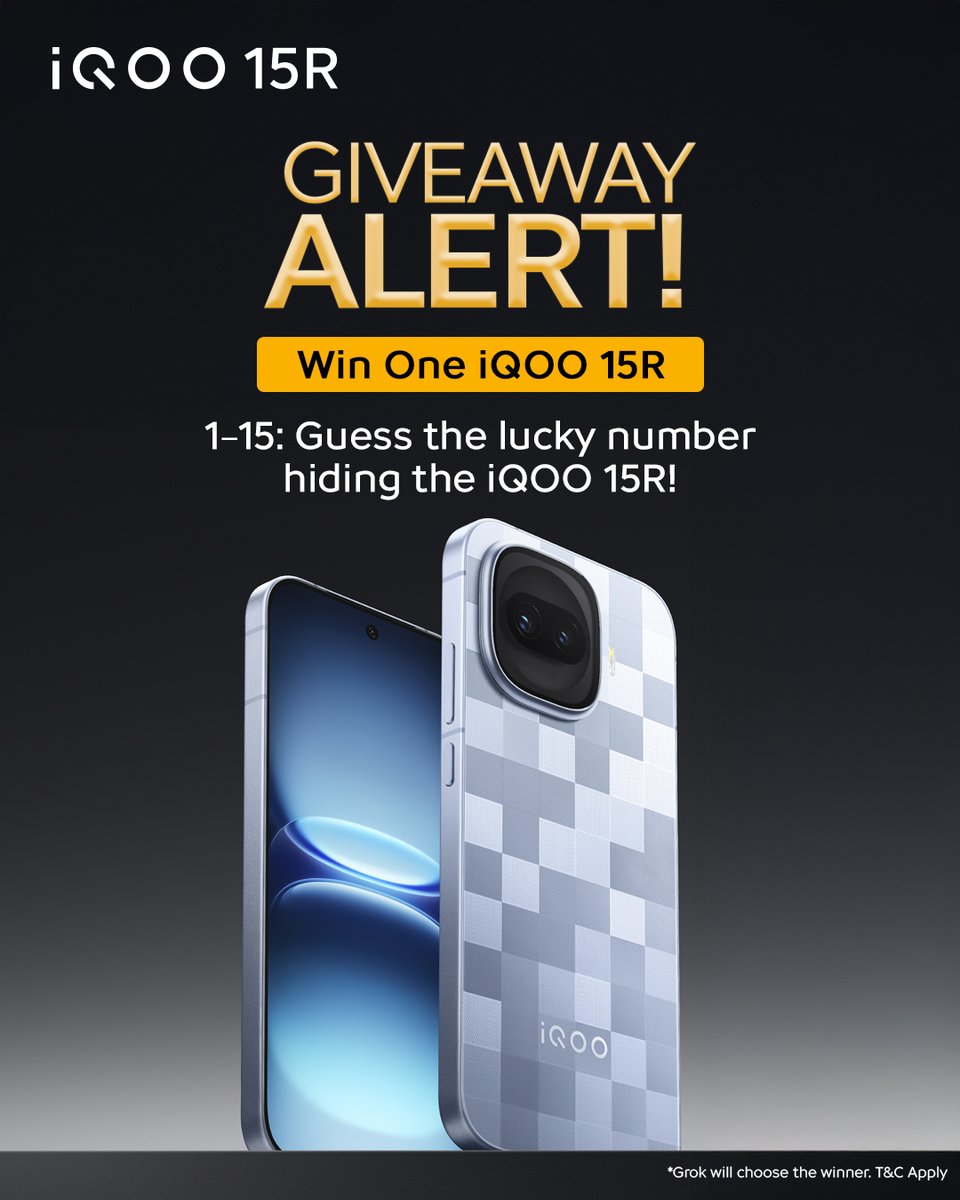 One of these numbers hides the #iQOO15R 👀
1
2
3
4
5
6
7
8
9
10
11
12
13
14
15
Comment your guess &amp; tag 5 friends to enter.
T&amp;Cs: bit.ly/3OxVbQs
