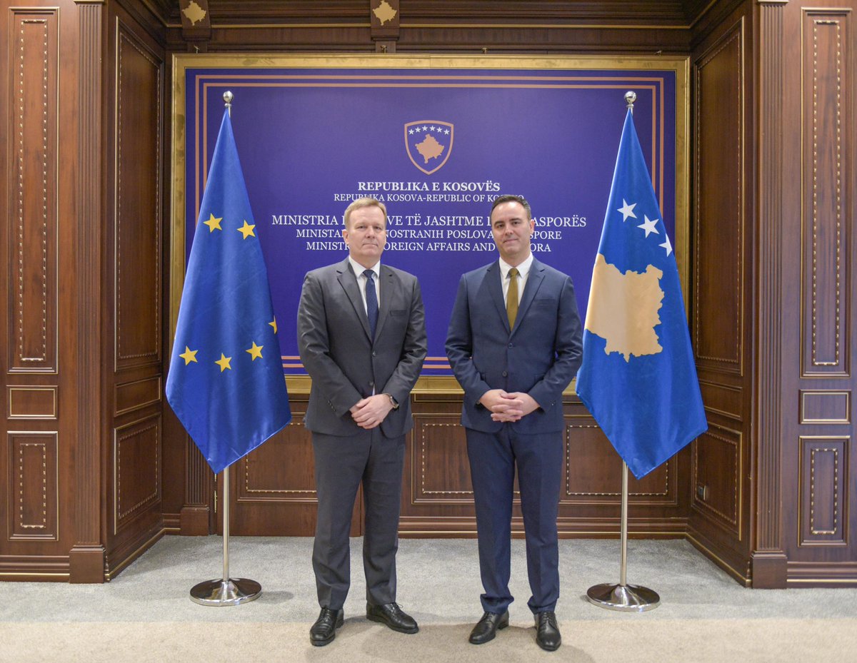 KonjufcaGlauk's tweet photo. Good introductory meeting with @EUSR_Dialogue, Peter Sørensen.

I informed him that the dialogue will now be led by @MFAKOSOVO. Kosovo remains committed to EU-facilitated dialogue to advance good neighbourly relations with Serbia, as two sovereign states on our European path. https://t.co/EPGyuh3TyB