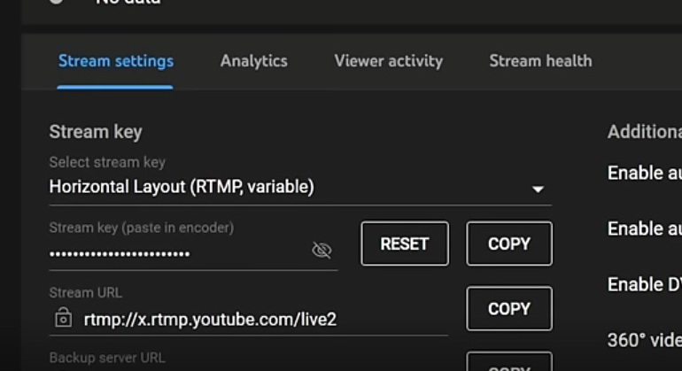 RogueComics's tweet photo. @TeamYouTube That doesn't help. I am trying to get a vertical stream key so I can stream in both horizontal &amp; vertical at the same time. There is no option for me to get the key. If you compared screencaps, you'll see that my screen (above) is missing the "Select stream key" dropdown. https://t.co/6m44m0wokc