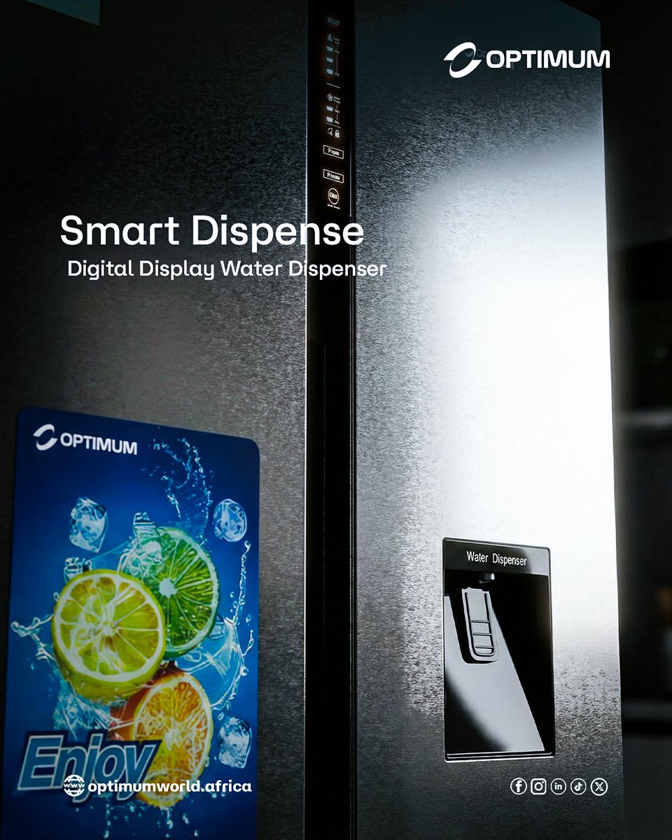 OptimumWorldA's tweet image. Touch and Pour 💧

The OPTM 520WY features a Digital LED Water Dispenser Display, which allows direct access. 

Experience precise temperature management without opening the refrigerator.

Function, simplified.

🏷 Now selling GH₵8,500.00

#SmartLife #fridge