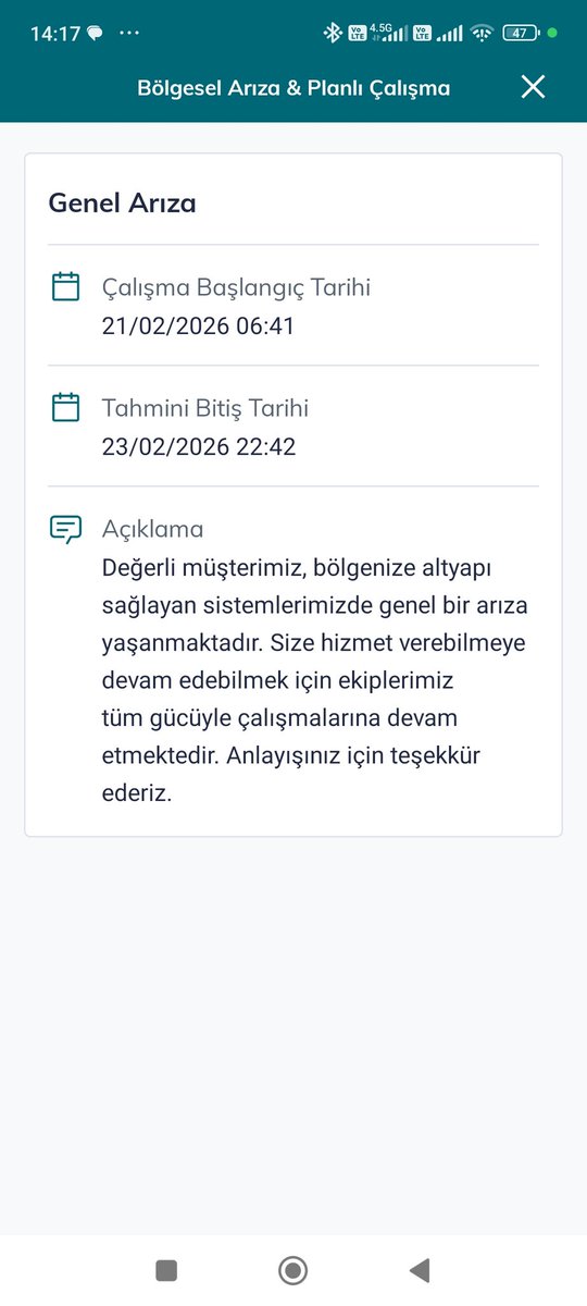 HasanGRKEN's tweet photo. @hakem_heyeti 9 aydır zır pırt İnternet kesiliyor. Demin @TTDestek üzerinden arandım ve 26 Şubat'ta hizmetin verileceğinin planlandığını söyledi. Bakın TTNet türk Telekom uygulamasında ne var. Hem çelişkili hemde yanıltıcı bilgi var. Bana sorarsanız @TurkTelekom https://t.co/F352IELdcn