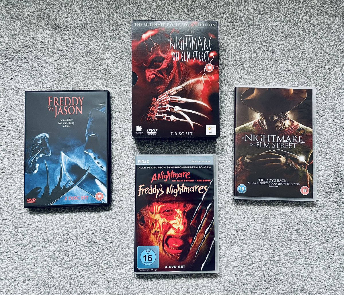 MarkTBates's tweet photo. Just added an import copy of ‘Freddy’s Nightmares’ to the collection!🔥

I’ve not seen any of these episodes since I was a teenager - I remember them being quite low budget … time to see if they hold up!🩸

#anightmareonelmstreet #freddysnightmares #horror #fantasy #wescraven https://t.co/ZjyZ6Opu6R