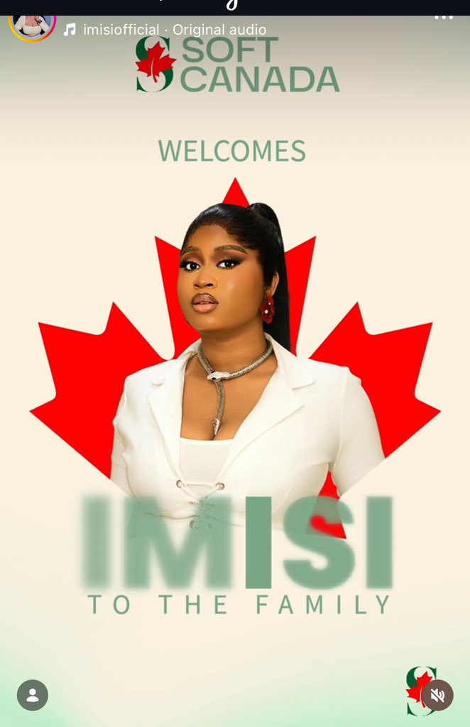 Copy and paste straight away

IMISI X SOFT CANADA
IMISI THE BRAND AMBASSADOR 
CONGRATULATIONS IMISI 

#ImisiAyanwale
#softcanada