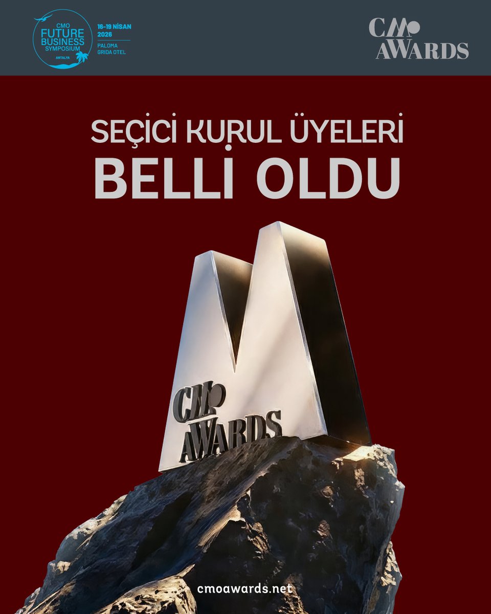 CMO Awards'ta seçici kurul üyeleri belli oldu!💙

✨Seçici kurul üyeleri Bekir Ağırdır, Esra Bezircioğlu, Prof. Dr. Itır Erhart, İhsan Özçıtak, Murat Yeşildere, Ömer Barbaros Yiş, Pelin Özkan, Tolga Tamer Üner ve Volkan İkiler oldu.

Detaylı bilgi için 🔗 cmoawards.net/jury/degerlend…