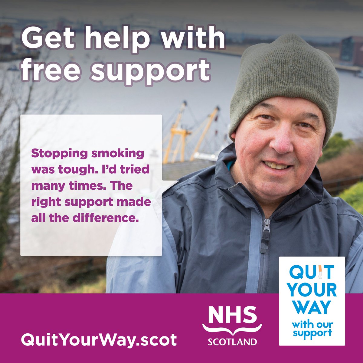 Stopping smoking is tough.  

Often it can take a few attempts. Do you want to quit smoking for good but don’t know how?  

🤝Get help to #QuitYourWay with free support.  

📱 QuitYourWay.scot | 0800 84 84 84 

#QuitYourWay