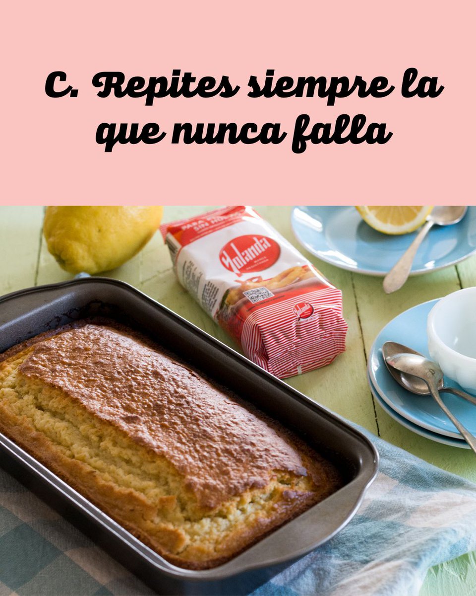Cuando haces un postre… ¿qué tipo de persona eres? 

A. Sigues la receta paso a paso
B.  Improvisas sobre la marcha
C.  Repites siempre la que nunca falla

Desliza, elige la tuya y cuéntanos en comentarios 👇
(No vale decir “un poco de todo”… 😜)

yolanda.es